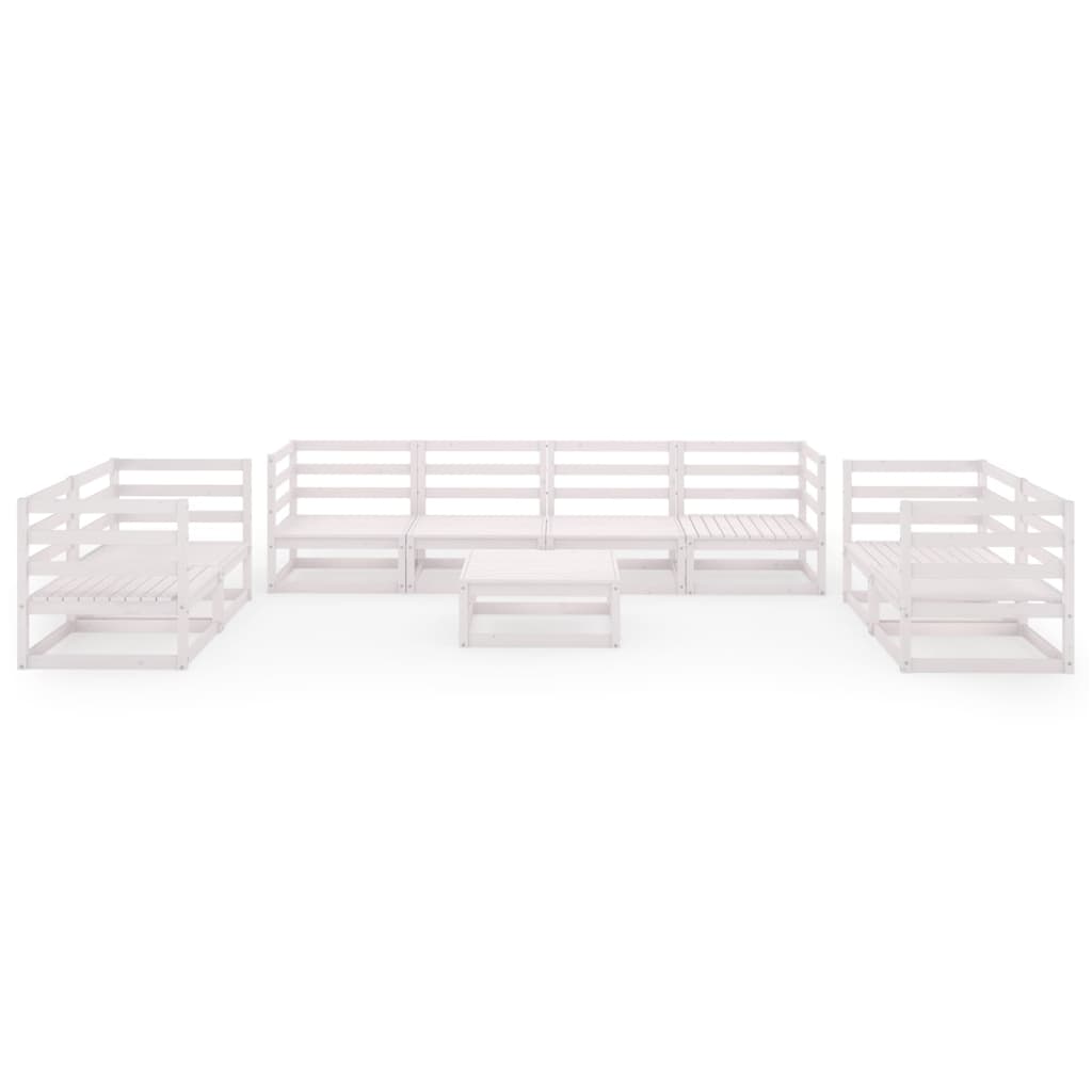 9-tlg. Garten-Lounge-Set Weiss Massivholz Kiefer